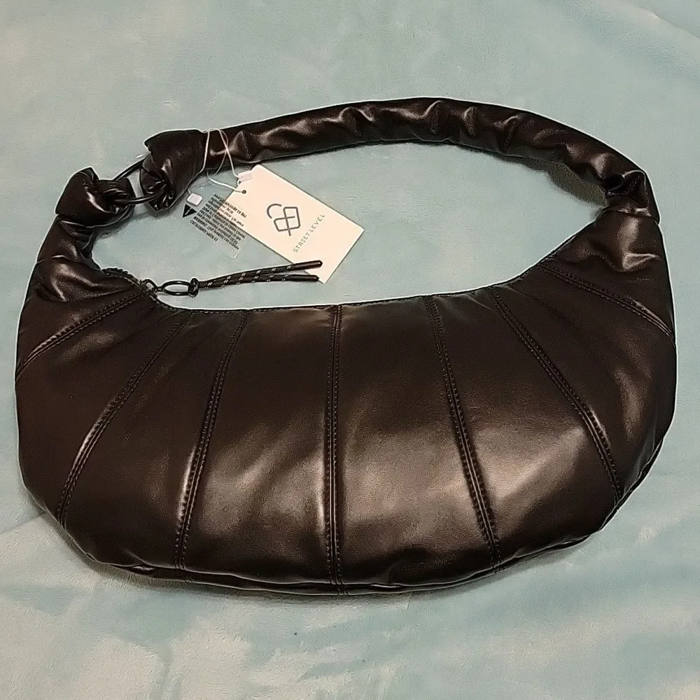 Street Level Shoulder Hobo Style Black Bag NWT